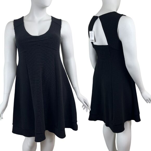 Maeve Womens Size XL Black Fairchild Ribbed Fit & Flare NEW Mini Dress Pullover - Picture 1 of 15